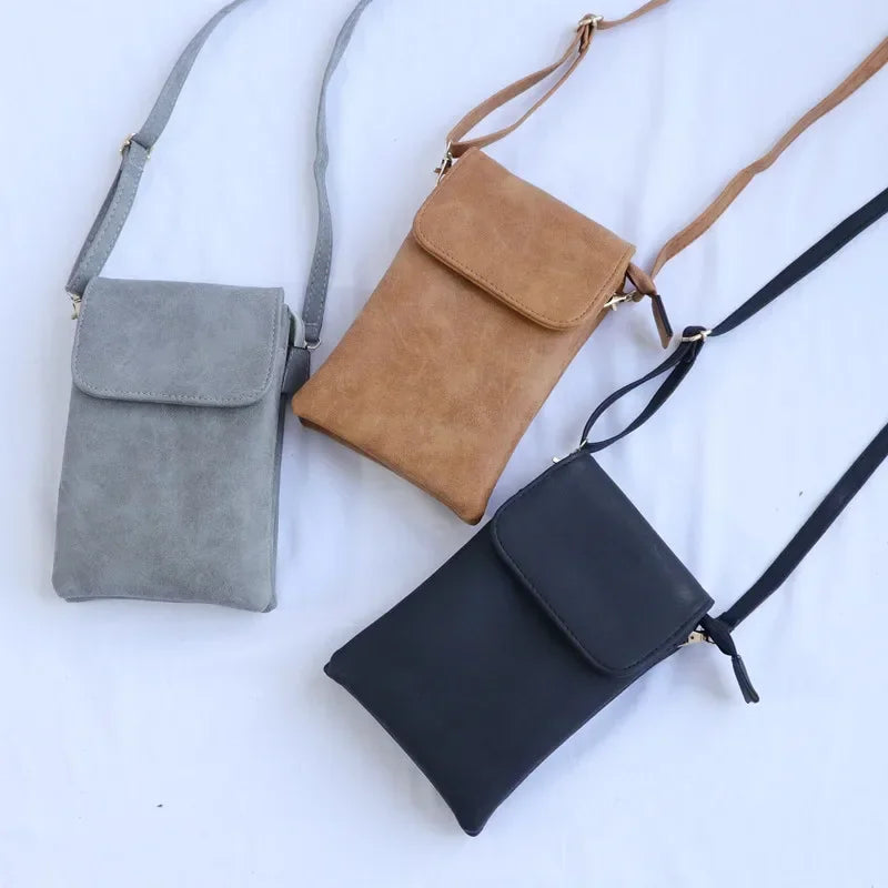 PU Leather Crossbody Bag with Flap Closure Compact