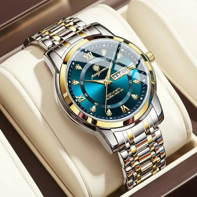 Watch Two Tone Bracelet Timepiece With Crystal Accents - WO2MEN