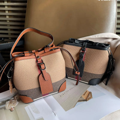 Buckle Satchel With Crossbody Strap And Contrast Trim