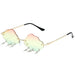 Cloud Rimless Sunglasses With Lightning Pendant - Green
