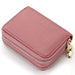 Compact Zipper Wallet with Multiple Card Slots - Dark Pink
