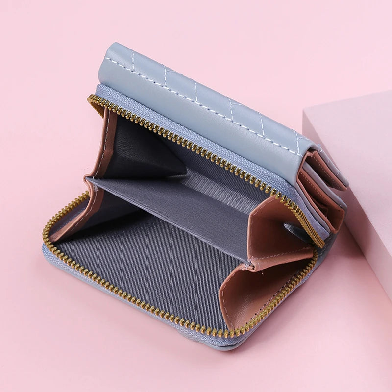 Zipper Wallet with Embroidered Pattern Card Slots