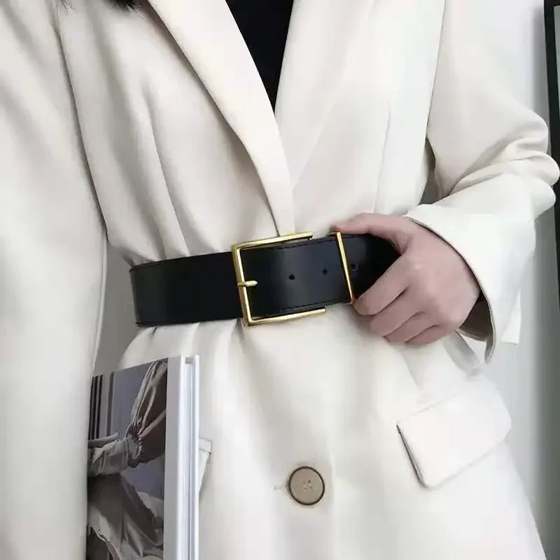 Belt with Square Buckle for Women Everyday Wear