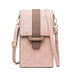 Crossbody Handbag With Petal Plaid Pattern And Strap - Pink