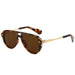 Retro Pilot Sunglass with Double Bridge UV400 - Leopard Tea