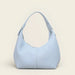 PU Leather Hobo Handbag with Zipper Shoulder Strap - Blue