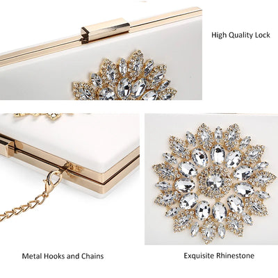 Clutch Bag with Crystal Sunburst Accent for Evening - WO2MEN