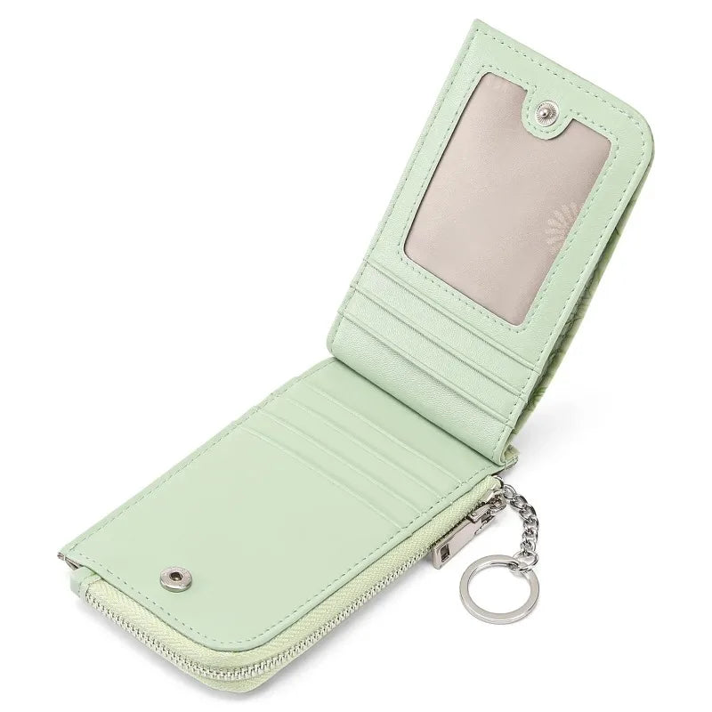 Wallet Embossed Floral Zip Coin Purse with Key Ring - WO2MEN