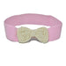 Pearl Bowknot Elastic Belt for Women Fashion Accessory - Pink
