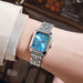 Rectangular Stainless Steel Ladies Quartz Watch - Silver Blue