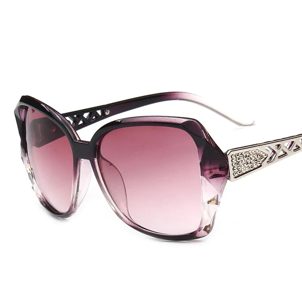 Square Sunglasses Crystal Embellished Temple Frame