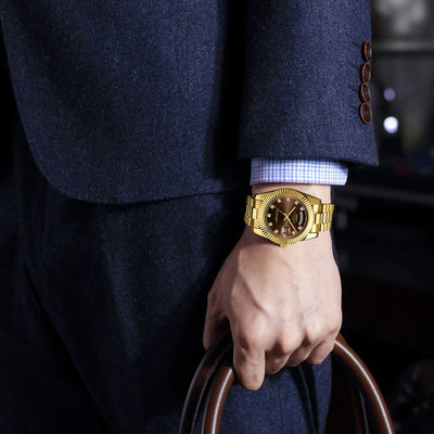 Diamond Marker Watch With Day Date Display Quartz