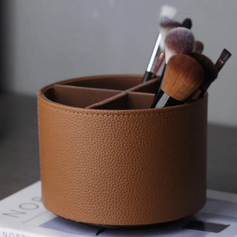 Nordic Style Rotating Leather Desktop Storage Box