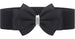 Elegant Elastic Bow Belt with Rhinestone Center - Black