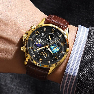 Watch Galaxy Moon Chronograph with Starfield Dial Art - WO2MEN