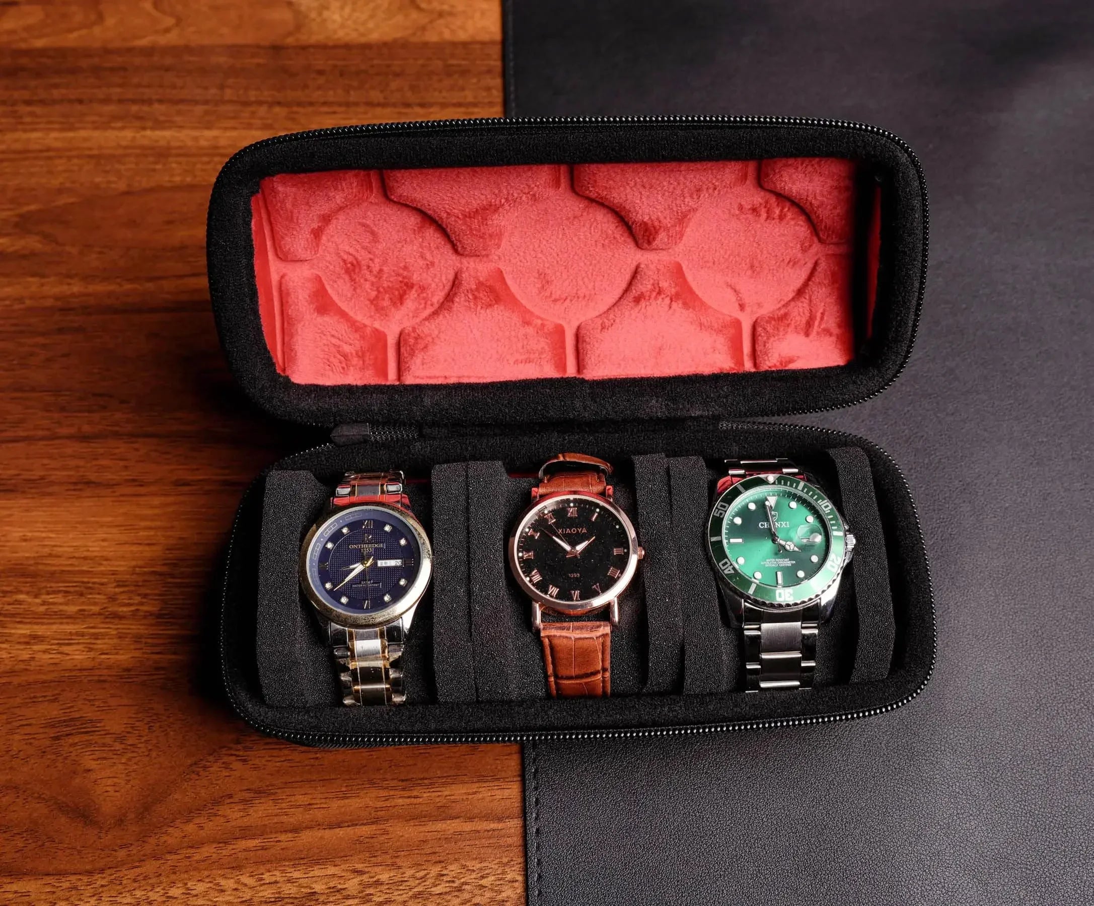Watch Travel Case with Cushioned Slots And Form Fitting Pillow