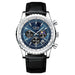 Mens Chronograph Moon Phase Watch Date Window - Silver Blue