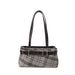 Plaid Shoulder Bag with Belt Strap Bell Charm - Coffee