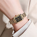 Rectangular Dial Quartz Watch for Everyday Wear - Gold Black