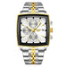 Wristwatch Chronograph Auto Date Square Dial Quartz - Silver Gold White
