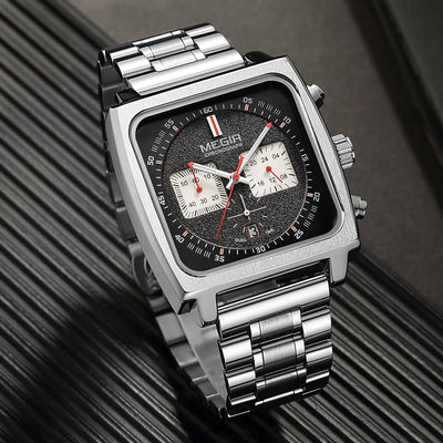 Square Dial Chronograph Quartz Wristwatch Date