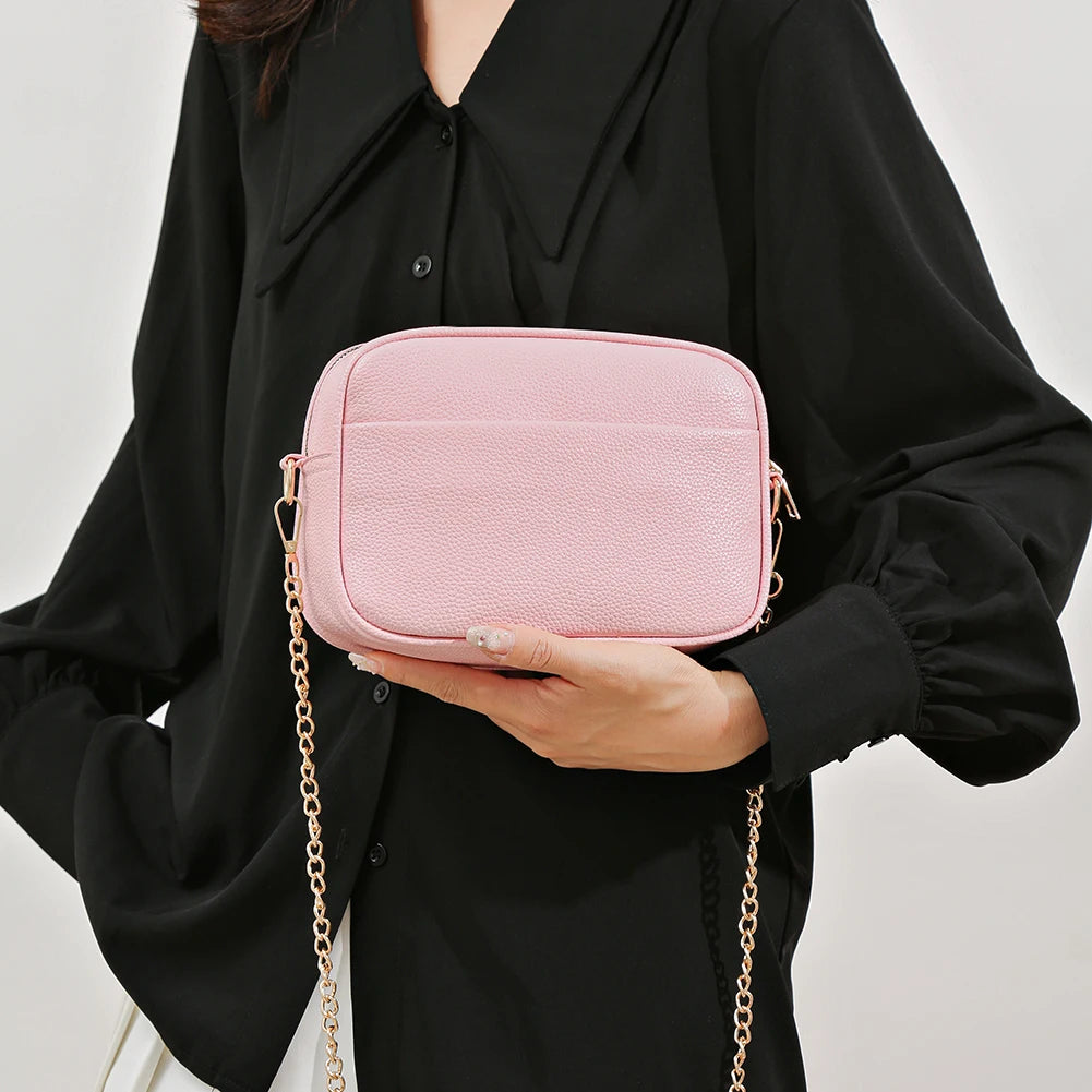 Soft Box PU Leather Crossbody Bag Zipper Closure