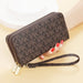 Geometric Wristlet Wallet with Dual Zip Compartments - Coffee