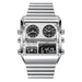 Creative Square Quartz Wristwatch Dual Display - Silver White