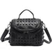 Studded Barrel Shaped Shoulder Bag with Crossbody Strap - Black