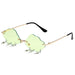 Cloud Rimless Sunglasses With Lightning Pendant - Green V2
