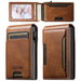 Wallet Card Slot Eject Button with Storage Compartment - Brown