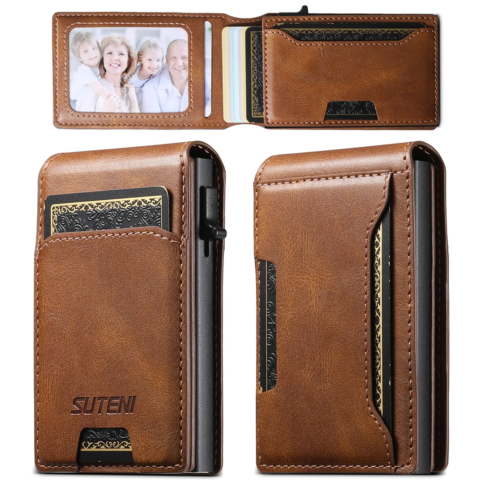 Wallet Card Slot Eject Button with Storage Compartment