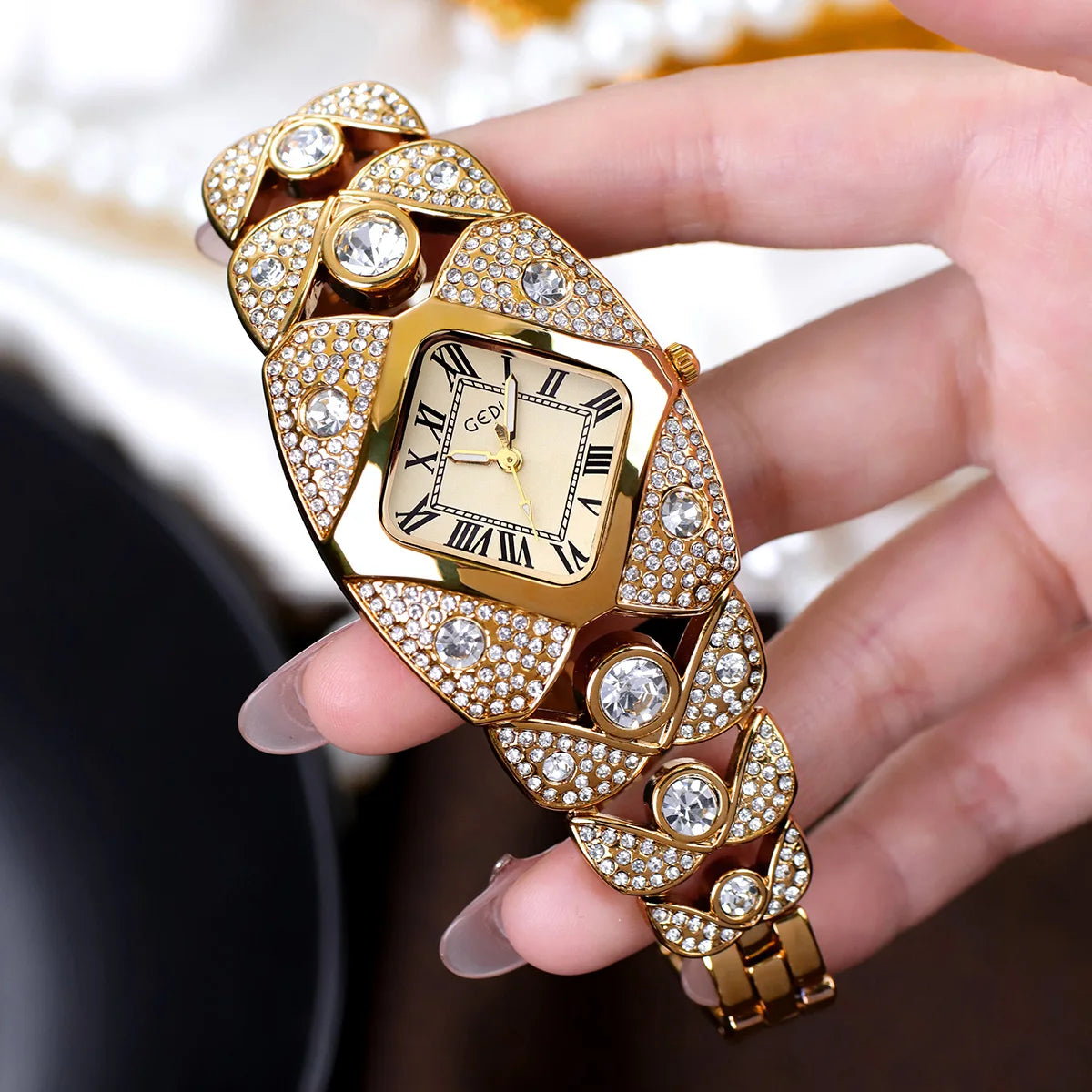 Luxury Ladies Watch Bracelet with Embellished Band