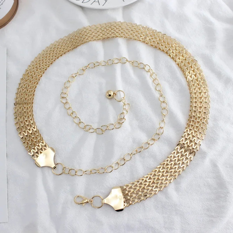 Chain Belt with Adjustable Extension Chain Clasp