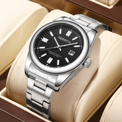 Elegant Quartz Wristwatch with Date and Steel Bracelet