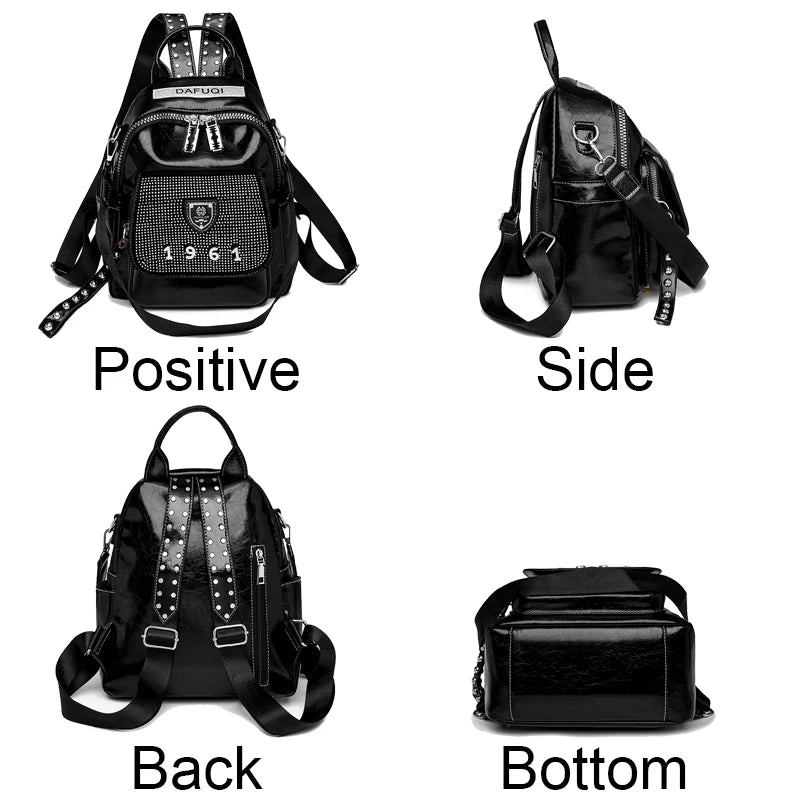 Backpack With Rivet Detailing And 1961 Motif Charm - WO2MEN