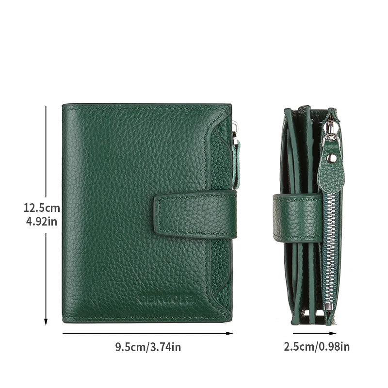 Wallet With Zippered Compartment And Card Slots Compact - WO2MEN