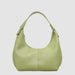 PU Leather Hobo Handbag with Zipper Shoulder Strap - Green