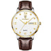 Men's Quartz Watch with Roman Dial And Day Date Display - Gold White
