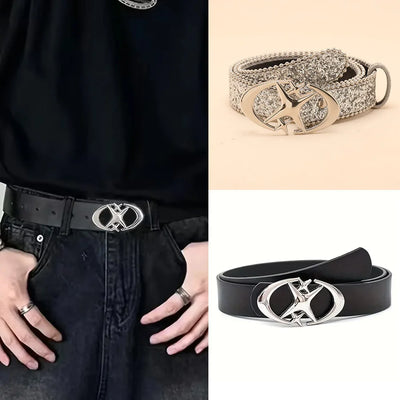 Sequin Belt with Glitter Star Buckle for Women