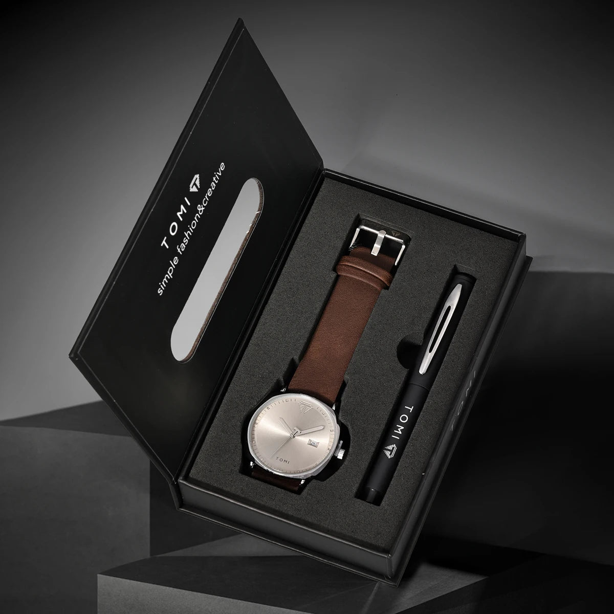 Timeless Calendar Quartz Watch Gift Box Set With Pen