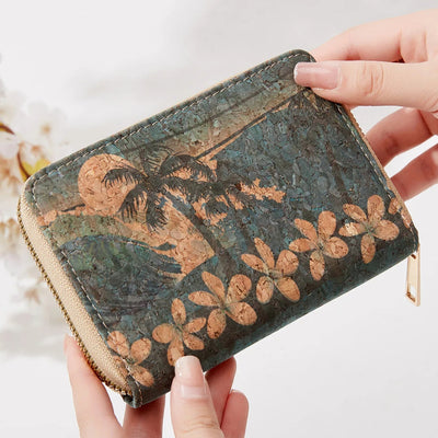Wallet Retro Print Floral Birds Card Zipper Compact - WO2MEN