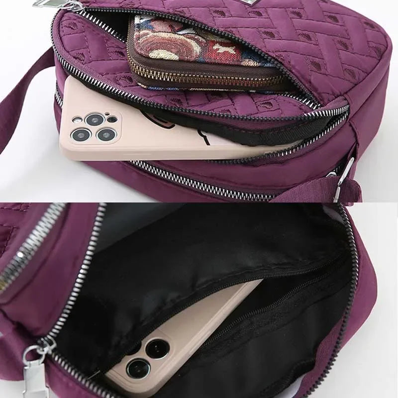 Crossbody Bag Quilted with Two Zip Compartments