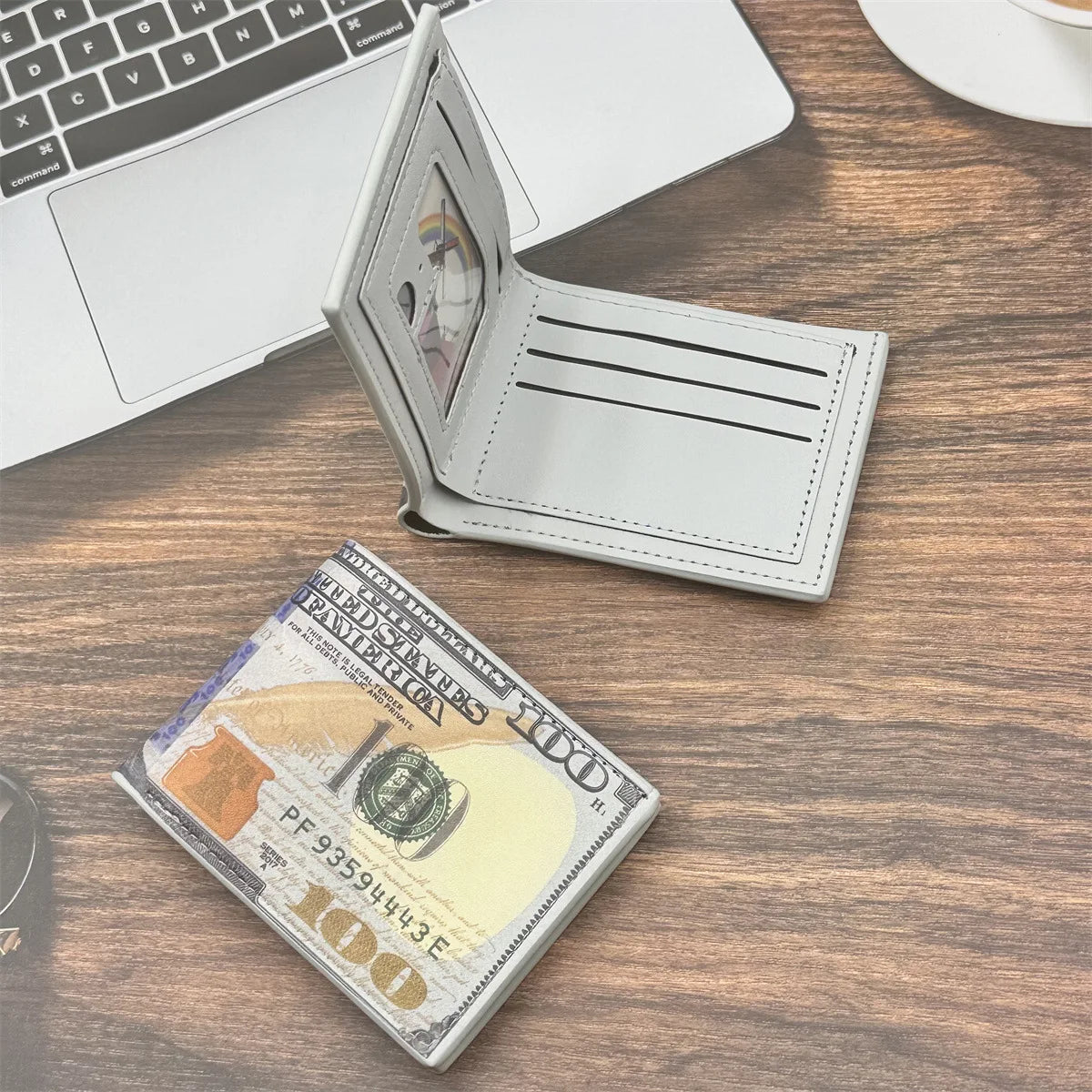 Wallet with 100 US Dollar Pattern Card Holder