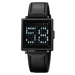 Square Digital Wristwatch with Leather Strap LED - Black Black