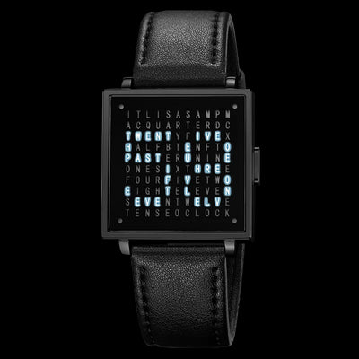 Square Digital Wristwatch with Leather Strap LED - Black Black