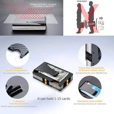 Slim Front Pocket Wallet With RFID Block And Money Clip