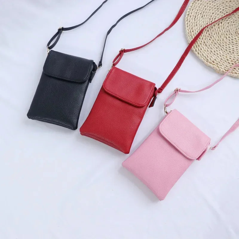 PU Leather Crossbody Bag with Flap Closure Compact