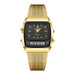 Dual Display Quartz Watch with Analog Digital Window - Black Gold