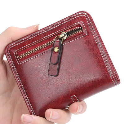 Wallet Compact Zipper Card Holder with Cross Emblem - WO2MEN